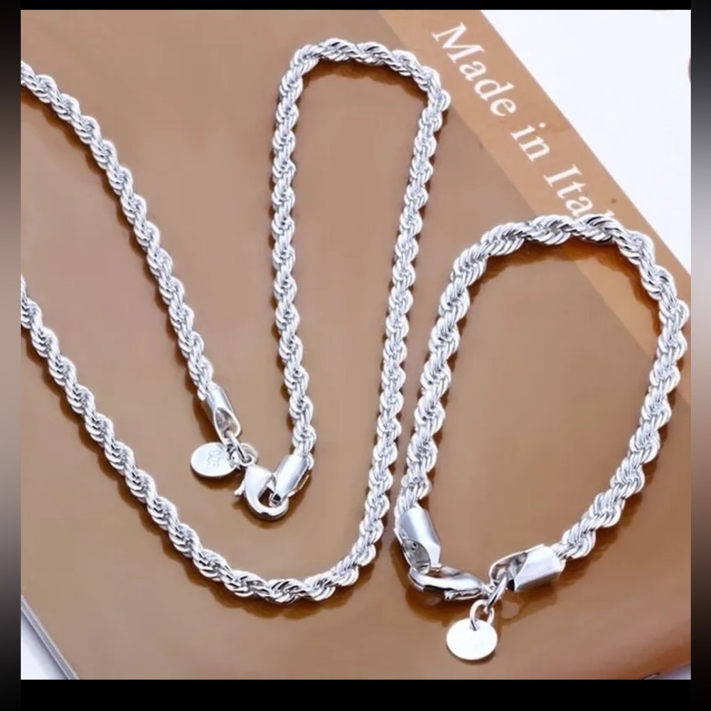 New 925 Silver Necklace and Bracelet